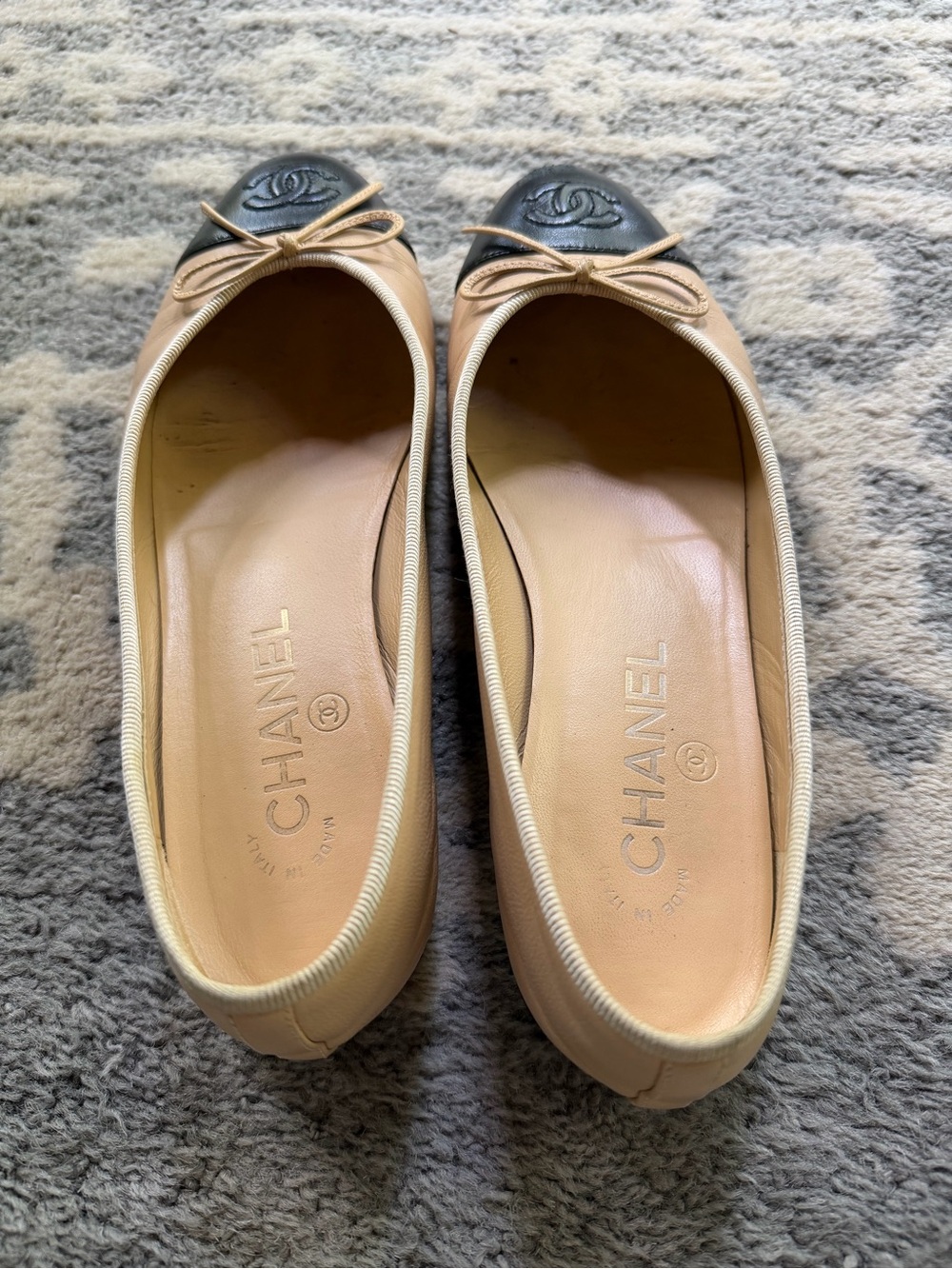 Chanel cap toe ballet flats 36.5 6.5 beige black - Picture 6 of 8